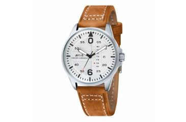 Image of AVI-8 Hawker Harrier II Watch Quartz Japan 3 Hands with Day and Date, White/Brown AV-4003-0C