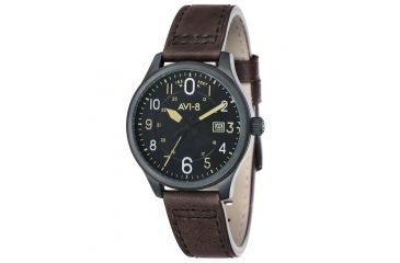 Image of AVI-8 Hawker Hurricane Watch Japan Quartz 3 Hands with Date, Black/Brown, AV-4053-02