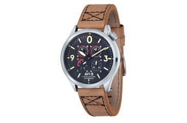 Image of AVI-8 Lancaster Bomber Watch Japan Quartz Multi-Eye with 24 Hours and Day Date, Black/Brown AV-4050-01