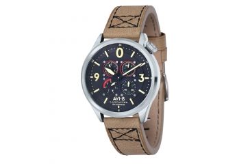 Image of AVI-8 Lancaster Bomber Watch Japan Quartz Multi-Eye with 24 Hours and Day Date, Black/Beige AV-4050-02
