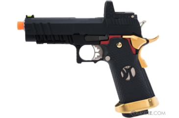 Image of AW Custom HX26 Match King Compact Hi-CAPA Gas Blowback Airsoft Pistols, Black/Red/Gold, AW-HX2601