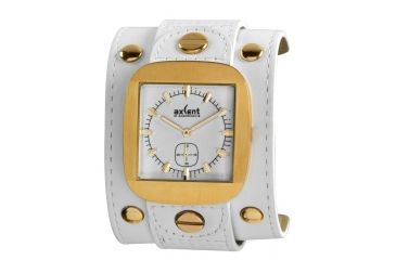 Image of Axcent Rocker Watch, White Strap, White Dial, Gold Hands X10018-131