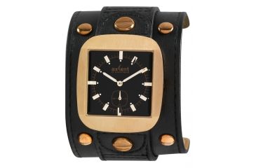 Image of Axcent Rocker Watch, Black Strap, Black Dial, Gold Hands X1001r-237