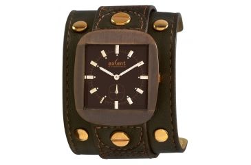 Image of Axcent Rocker Watch, Dark Brown Strap, Dark Brown Dial, Gold Hands X1001r-736