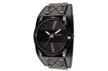 Image of Axcent Spike Round Watch, Black Strap, Black Face, Silver Hands X34001-247