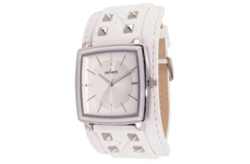 Image of Axcent Spike Square Watch, White Strap, Silver Face, Silver Hands X36001-631