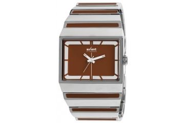 Image of Axcent Brick Watch, Silver+Brown Bracelet, Brown Dial, Silver Hands X56363-818