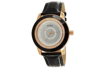 Image of Axcent Sparkle Watch, Black Strap, Silver Face, Rose Gold Hands X5995r-637