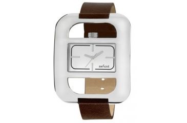 Image of Axcent Eccentric Watch, Brown Strap, Silver Face, Silver Hands X59982-636