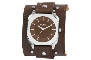Image of Axcent The Rock Round Watch, Brown Strap, Brown Face, Silver Hands X61623-736