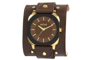 Image of Axcent The Rock Round Watch, Brown Strap, Brown Face, Gold Hands X61627-736