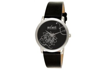 Image of Axcent Dream Round Watch, Black Strap, Black Face, Silver Hands X64352-257