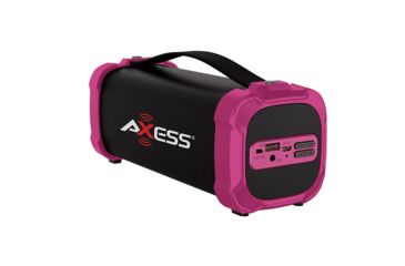 Image of AXESS Indoor/Outdoor Bluetooth Media Speaker w/ 3.5mm Line-In Jack, Rechargeable Battery and Subwoofer, Pink SPBT1073PK