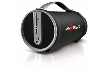 Image of AXESS Portable Bluetooth Indoor/Outdoor 2.1 Hi-Fi Cylinder Loud Speaker w/ Built-In 4in Sub and FM Radio, SD Card, USB, AUX Inputs, Grey, SPBT1033GY