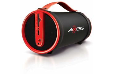Image of AXESS Portable Bluetooth Indoor/Outdoor 2.1 Hi-Fi Cylinder Loud Speaker w/ Built-In 4in Sub and FM Radio, SD Card, USB, AUX Inputs, Red, SPBT1033RD