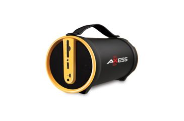 Image of AXESS Portable Bluetooth Indoor/Outdoor 2.1 Hi-Fi Cylinder Loud Speaker w/ Built-In 4in Sub and FM Radio, SD Card, USB, AUX Inputs, Yellow, SPBT1033YL