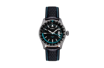 Image of Axwell Leather-Band Watch w/Date, Black/Blue, AXWAW102-4, Black/Blue, One Size, AXWAW102-4