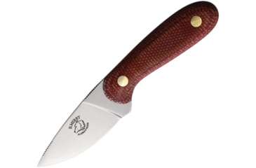 Image of B Merry Red Canvas Micarta Hunter Knife, 7in Overall, 3in, AUS-8, Mirror Blade, Red Canvas Micarta Handle, Leather Sheath, BMK-H1 MIC R
