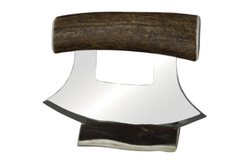 Image of B Merry Caribou Antler Natural Ulu Knife, 5.75in, 440 SS, Mirror Blade, 5.25in Caribou Antler Handle, UCANI