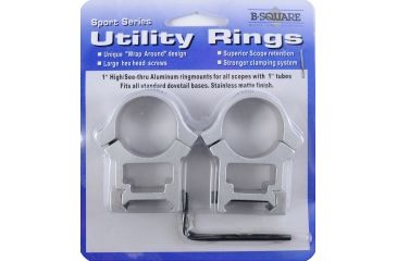 Image of B-Square Sports Utility Weaver Aluminum 1in Rings, High, Silver 1008631