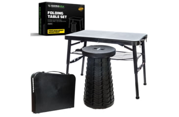 Image of Rhino USA Folding Camping Table &amp; Stool Set C60177C9, CA-FRTABSTL-BLK