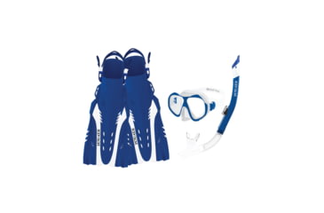 Image of Body Glove Enlighten II Mask/Snorkel/Fin Snorkeling Set - Blue/White 6EDE5EEE, S/M, Blue/White, 16029SET-BLUWHT-S/M