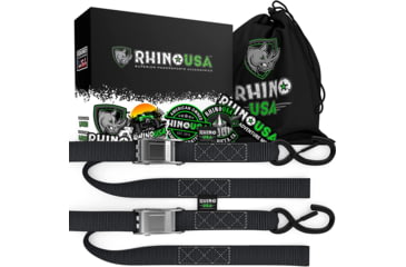 Image of Rhino USA 1.5 x 8 Cambuckle Tie-Down Straps 2-Pack A4566D83, Yellow, RNO-CAMSOFT-YLW