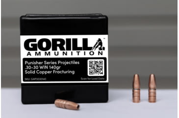 Image of Gorilla Ammunition .30-30 Winchester 140 Grain Solid Copper Brass Case Rifle Ammo, 50 Rounds, Cooper, 50 Rounds, gpf-126814