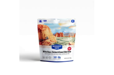 Image of Backpackers Pantry White Bean Chicken &amp; Green Chile Stew Dehydrated Food, 540 Cal, 46g Protein, Natural, 4.8 oz, 102414