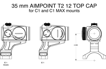 Image of Badger Ordnance Condition One 12 O'clock Top Optical Red Dot Sight Mount, 35mm, Aimpoint Micro, Black, 700-115B