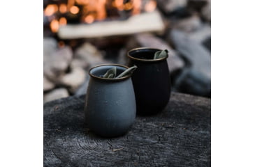 Image of Barebones Charcoal Enamel Tumbler Set, 3.4in x 3.4in x 4.25in, Charcoal, CKW-388