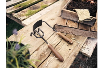 Image of Barebones Square Hand Hoe, Wooden Handle, Heat-Treated Stainless Steel Blade, GDN-054