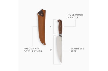 Image of Barebones Wilderness Chef Knife, 12.25in Overall, 8in, AUS-8, Satin Blade, Rosewood Handle, CKW-107