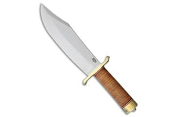 Image of Bark River Bark River V-44 Bowie Fixed Blade Knife Stacked Leather 9" Satin, Brown, A2, adult, BHQ-78790