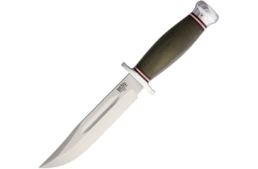 Image of Bark River Boone II Fixed Blade Knife, Boone Ii, 10.5in Overall, 6in Satin A2 Tool Steel Clip Point Blade, Green Canvas Micarta Handle, Brown Leather, 08-211MGC