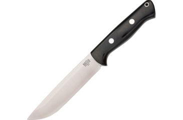 Image of Bark River Bravo 1.5 Field Knife Black Fixed Blade Knife, 5.75in, A2 Tool Steel, Standard Edge, Satin, Black, Canvas Micarta Handle BA07114MBC