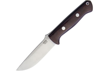 Image of Bark River Bravo 1 Fixed Blade Knife, 9in Overall, 4.25in Satin Cpm-154 SS Drop Point, Burgundy Canvas Micarta Handle, Thumb Ramp, Brown Leather Belt Sheath, 07-171MBU
