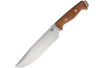 Image of Bark River Bravo Crusader 3V Fixed Blade Knife, 14in Overall, 8.5in Satin Cpm-3V Carbon Steel Blade, Natural Canvas Micarta Handle, Brown Leather Belt Sheath, 07-324MNC