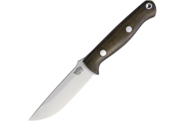 Image of Bark River Bravo EDC CPM154 Fixed Blade Knife, 7in Overall, 3.25in Satin Cpm-154 SS Blade, Green Canvas Micarta Handle, Brown Leather Belt Sheath, 07-054M-GC