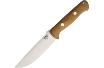 Image of Bark River Bravo Natural Canvas A2 Fixed Blade Knife, 9.75in Overall, 5in Sand Blast Finish A2 Tool Steel Drop Point, Natural Canvas Micarta Handle, Brown Leather Belt Sheath, 07115MNC