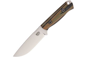 Image of Bark River Bravo Necker II Fixed Blade Knife, 3.5in, Drop Point, Brushed, Camo, G10 Handle BA004GMSC
