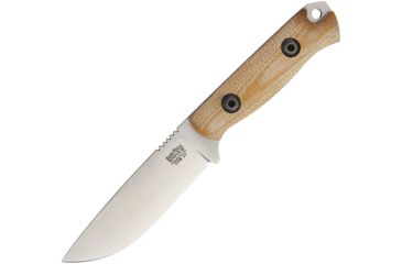 Image of Bark River Bravo Necker II Natural Canvas Fixed Blade Knife, 3.5in, Drop Point, Brushed, Natural, Canvas Micarta Handle BA004MNC