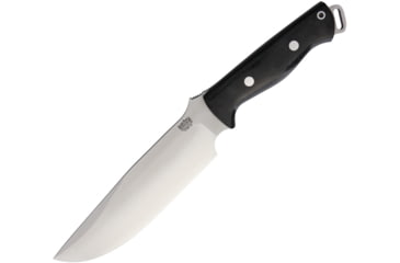 Image of Bark River Bravo Survivor Fixed Blade Knife, 12.5in Overall, 7in Satin Cpm-3V Carbon Steel Drop Point, Black Canvas Micarta Handle, Brown Leather Belt Sheath, 07-226MBC