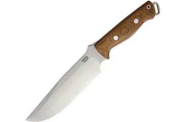 Image of Bark River Bravo Survivor Fixed Blade Knife, 12.5in Overall, 7in Satin Cpm-3V Carbon Steel Drop Point, Natural Canvas Micarta Handle, Brown Leather Belt Sheath, 07-226MNC