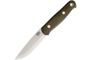 Image of Bark River Bushcrafter II Green Canvas Fixed Blade Knife, 4.5in, Carbon Steel, Standard Edge, Green, Canvas Micarta Handle BA06223MGC