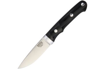 Image of Bark River Classic Utility Caper Black Fixed Blade Knife, 3.25in, Standard Edge, Satin, Black, Canvas Micarta Handle BA02156MBC