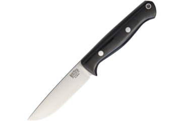 Image of Bark River Gunny Hunter LT Elmax Fixed Blade Knife, 8.25in Overall, 3.75in Satin Elmax Steel Blade, Black Canvas Micarta Handle, Brown Leather Belt Sheath, 07-056MBC