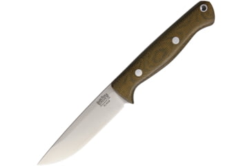 Image of Bark River Gunny Hunter LT Elmax Fixed Blade Knife, 8.25in Overall, 3.75in Satin Elmax Steel Blade, Green Canvas Micarta Handle, Brown Leather Belt Sheath, 07-056MGC