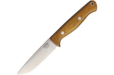 Image of Bark River Gunny Hunter LT Elmax Fixed Blade Knife, 8.25in Overall, 3.75in Satin Elmax Steel Blade, Natural Canvas Micarta Handle, Brown Leather Belt Sheath, 07-056MNC