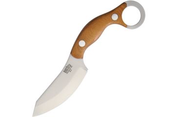 Image of Bark River JX4 Bush Bat Natural Canvas Fixed Blade Knife, 3.75in, A2 Tool Steel, Standard Edge, Satin, Natural, Canvas Micarta Handle BA10111MNC